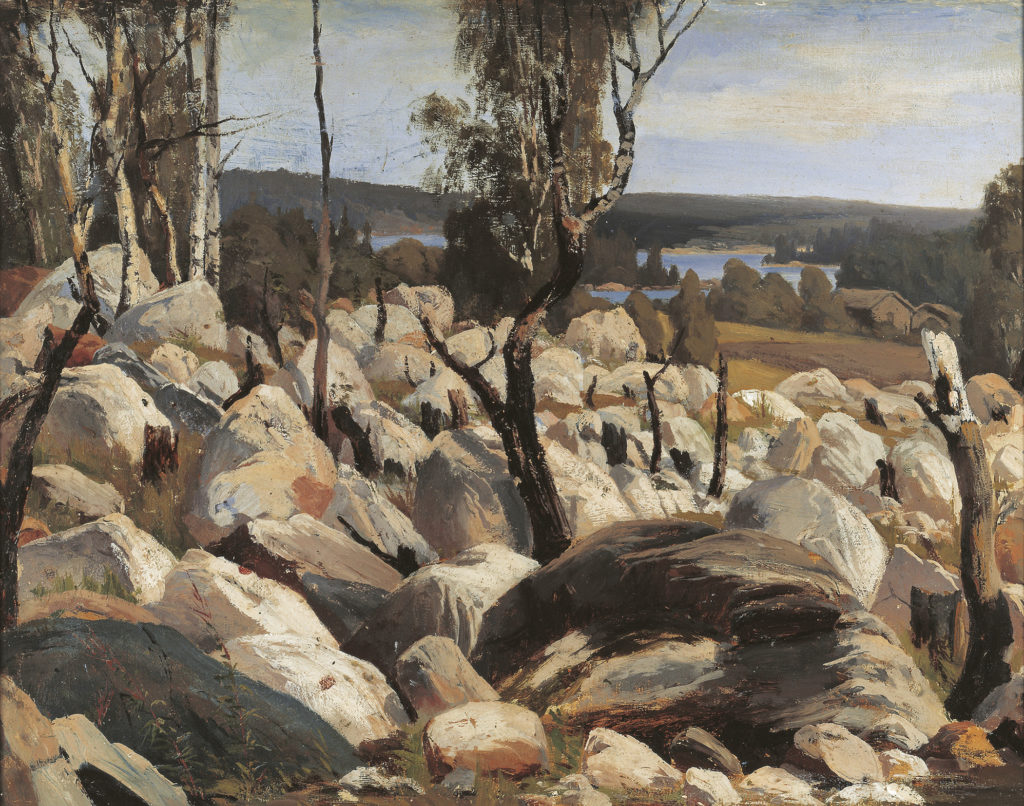 Fanny Churberg, Kaskimaisema Uudeltamaalta, noin 1872, Meritan Taidesäätiö. Kuva Seppo Hilpo.