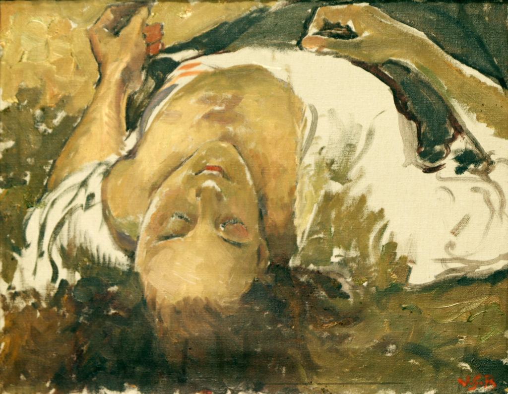 Kuva on teoskuva Venny Soldan-Brofeldtin maalauksesta Lepäävä nainen ruohikolla (Maggie Gripenberg), 1910-luvun loppupuoliskolta.